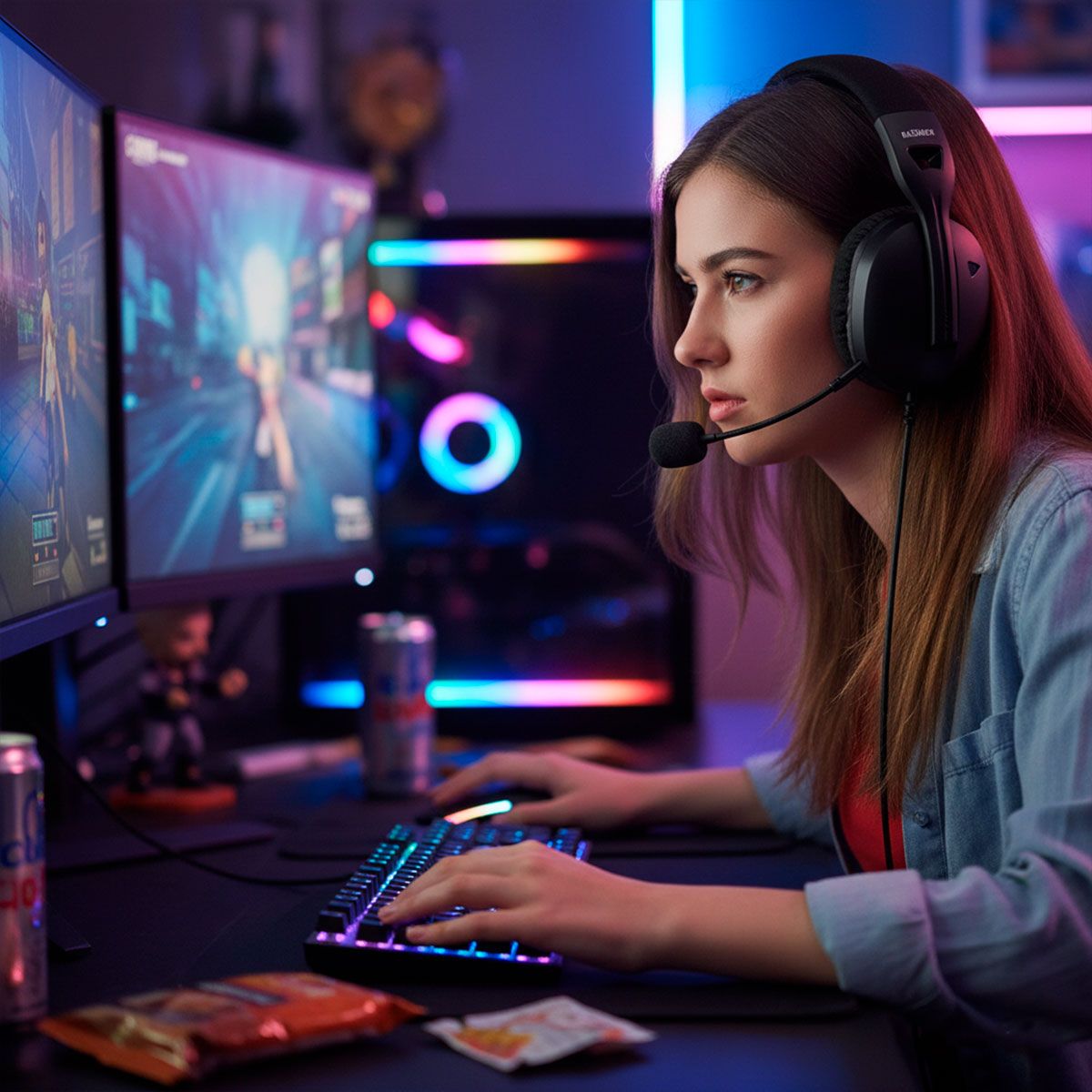 Diadema gamer con micrófono ajustable - negro