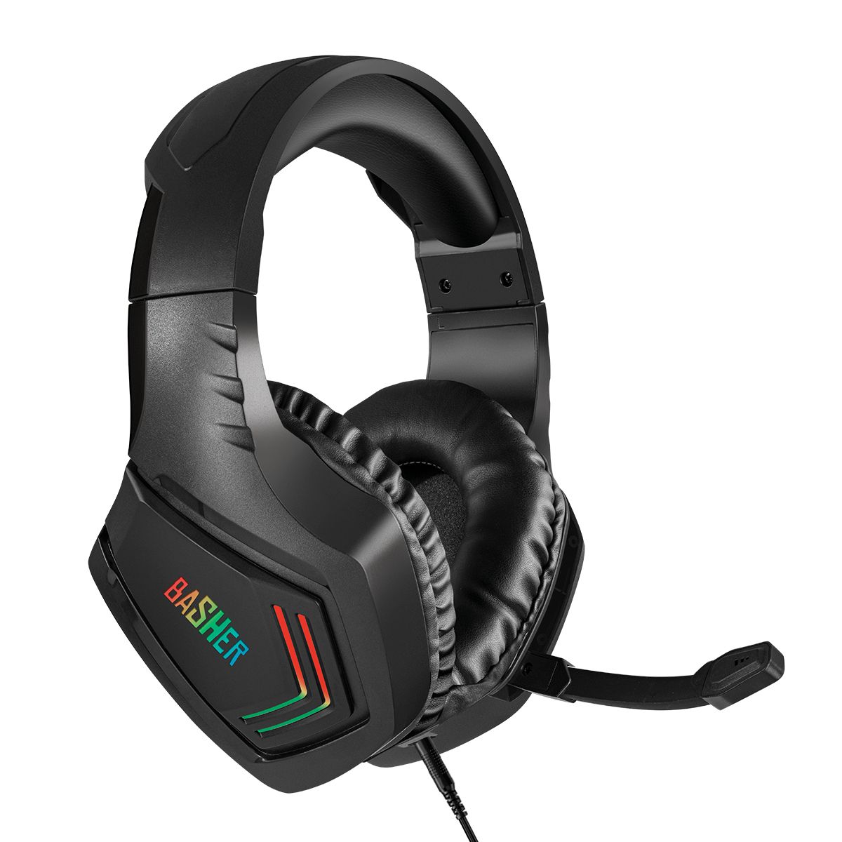 Diadema gamer con luz led con micrófono ajustable - negro