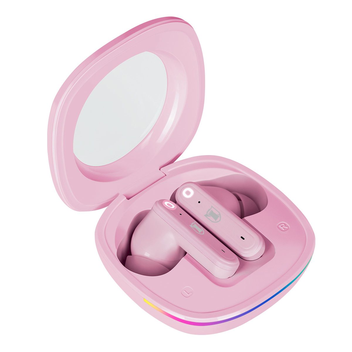 Audífonos true wireless Bluetooth ® IPX4 luz Led rainbow - rosa