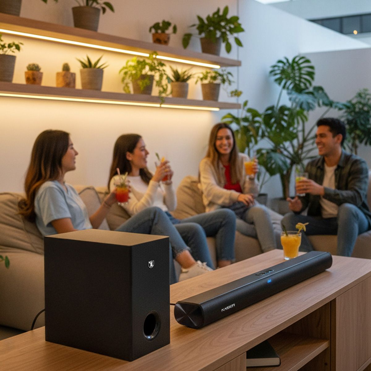 Barra de sonido Bluetooth®  2.1 canales 60 W RMS con subwoofer óptico