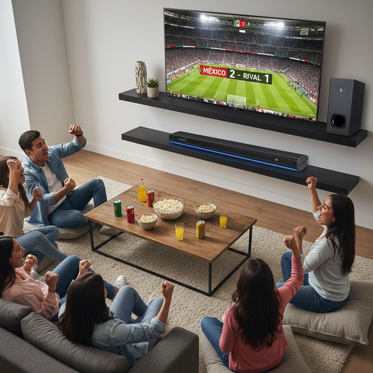 Barra de sonido Bluetooth® 60 W RMS con subwoofer y control remoto