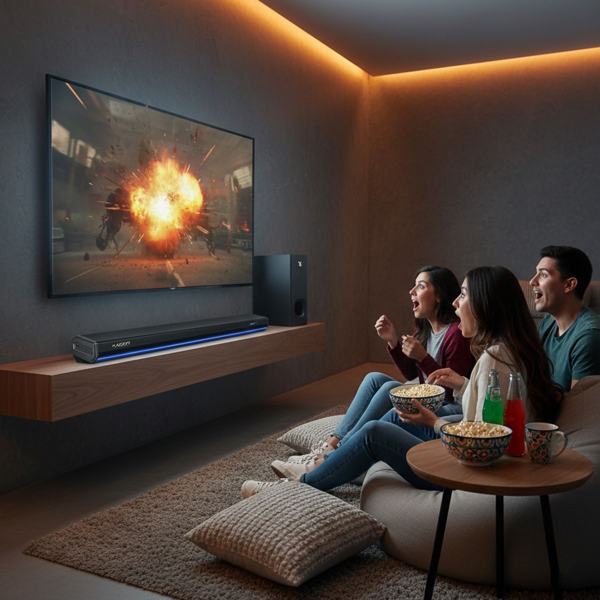 Barra de sonido Bluetooth® 60 W RMS con subwoofer y control remoto