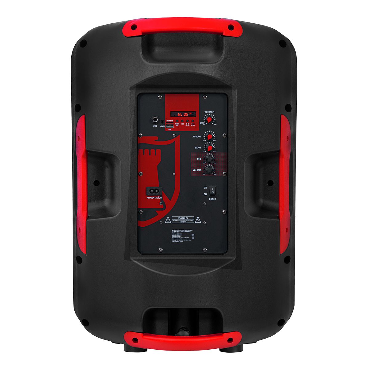 Bafle profesional 15” 25,000 W PMPO, micrófono alámbrico y tripié
