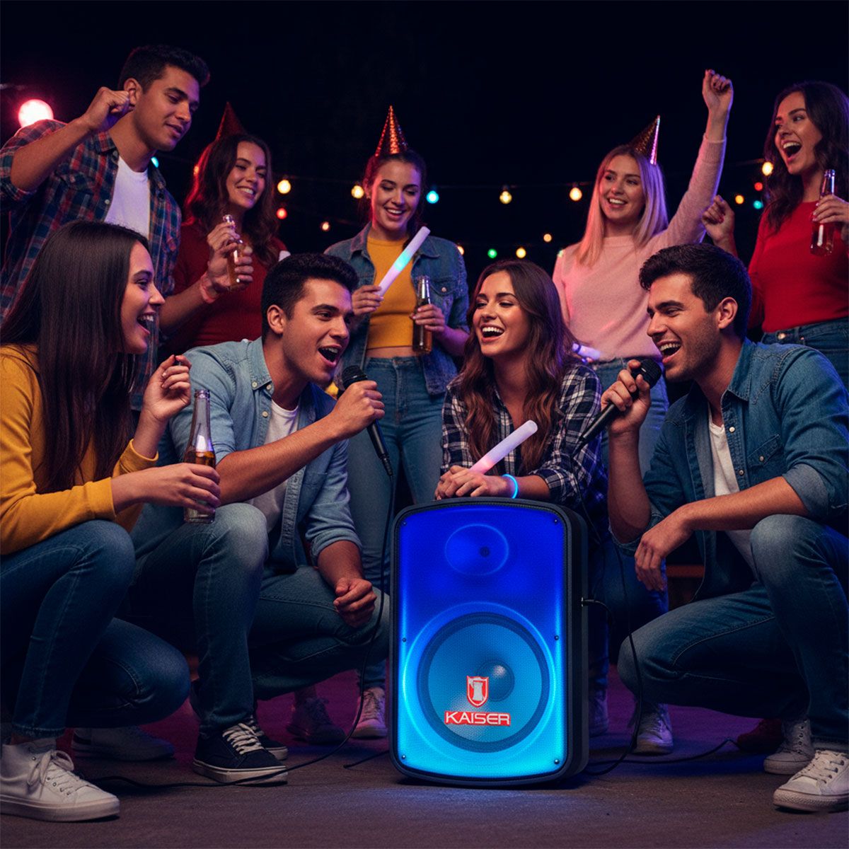 Bafle de 8” 6,500 W PMPO, micrófono alámbrico y control