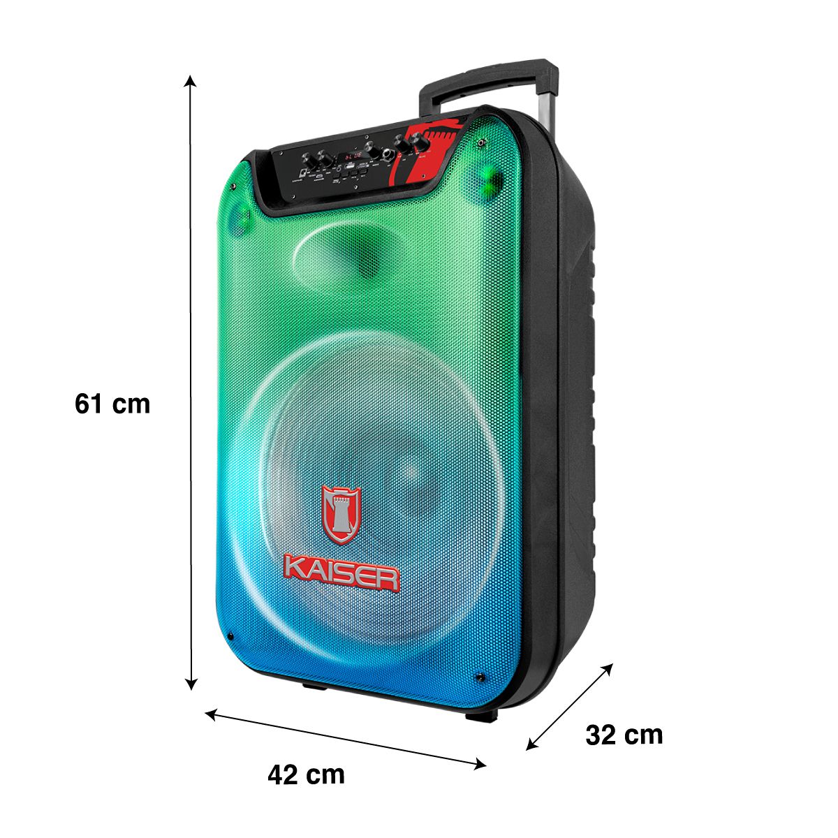 Bafle 15" 25,000 W PMPO con llantas y micrófono