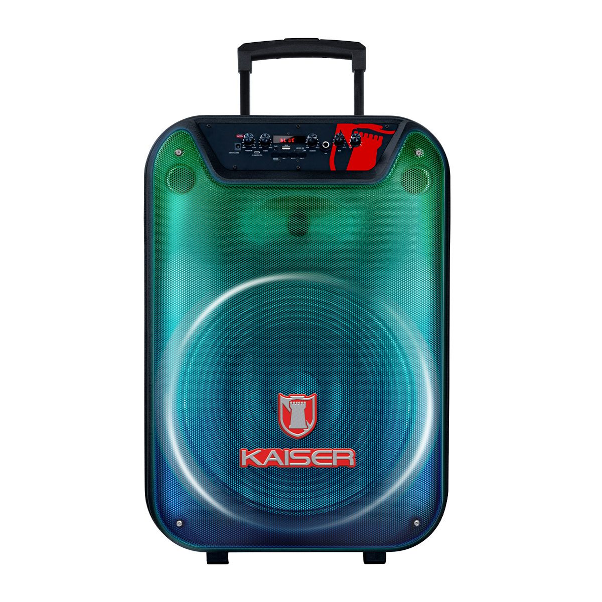 Bafle recargable 15" 35 W RMS karaoke con llantas y micrófono