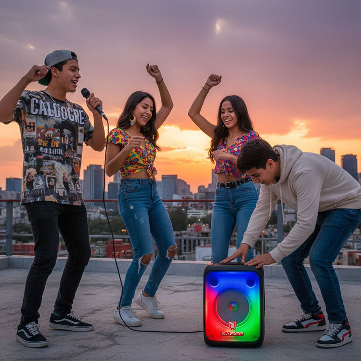 Bafle de 8" recargable 6,500 W PMPO Ranura para celular