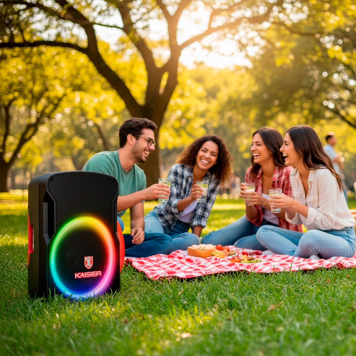 Bafle 15” 26,900 W PMPO tripié y micrófono alámbrico