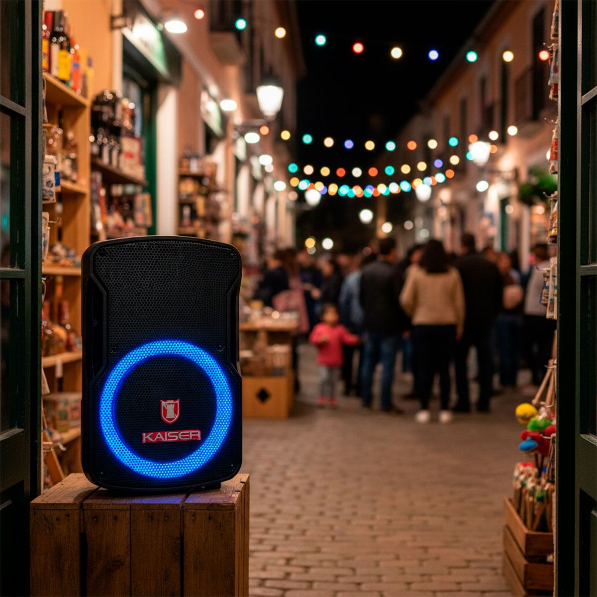 Bafle de 8" 15,000 W PMPO con micrófono alámbrico, asa roja