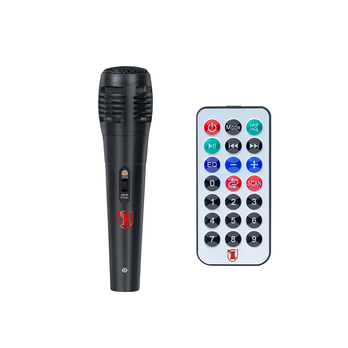 Bafle de 8" 15,000 W PMPO con micrófono alámbrico, asa roja