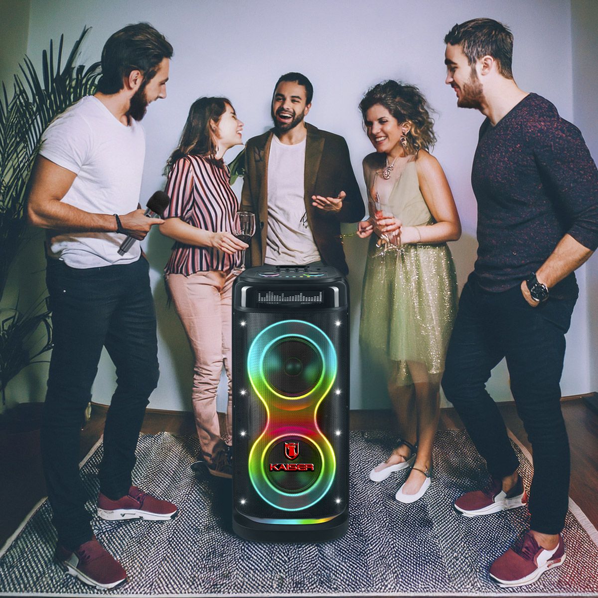 Bafle profesional 2X10" 60,000 W PMPO con micrófono