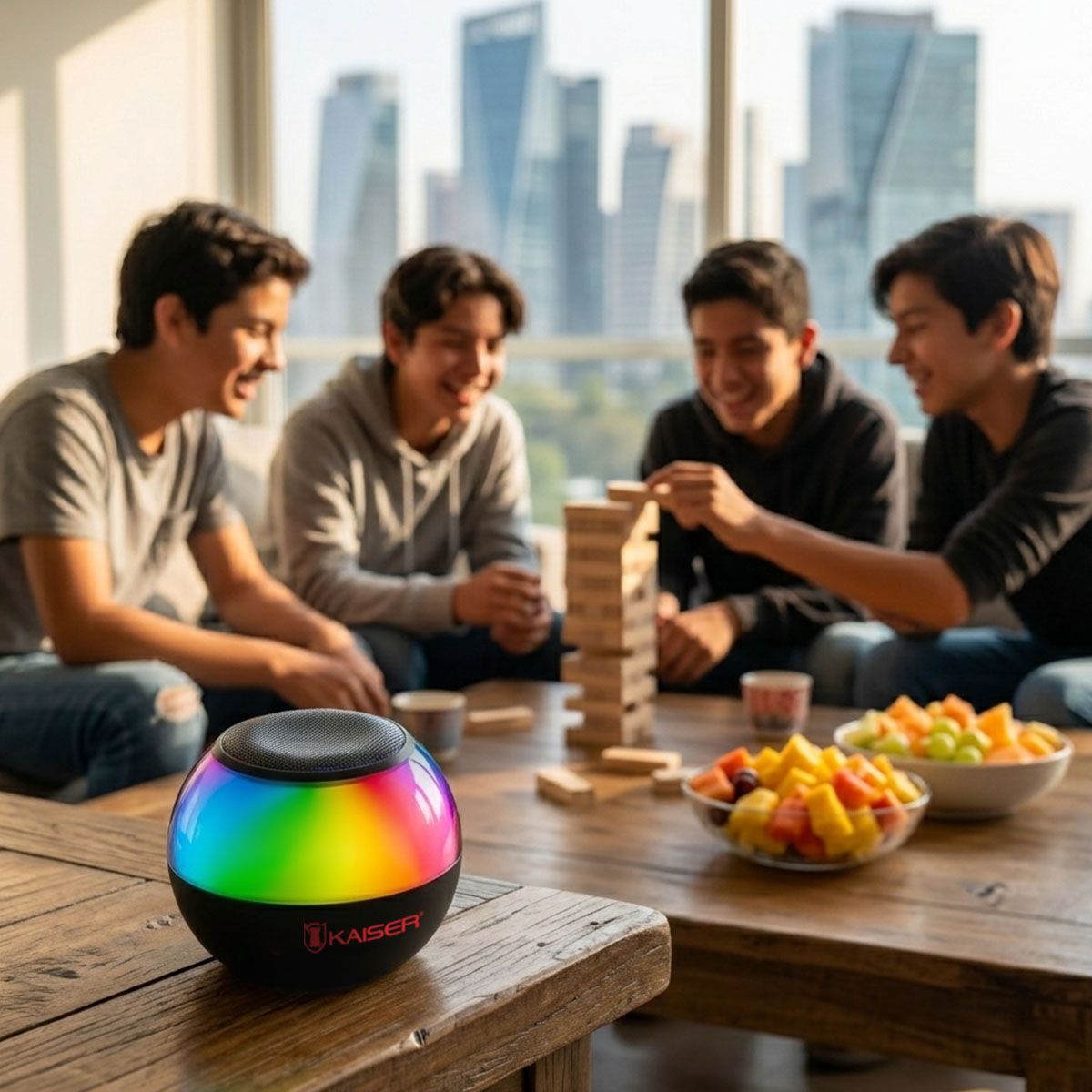 Bocina 2" Bluetooth® recargable 5 W RMS luz multicolor, negro