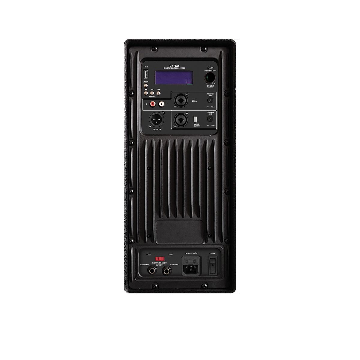 Sistema de audio de 1,000 W RMS con Satélites 4x4” Subwoofer 2x12”