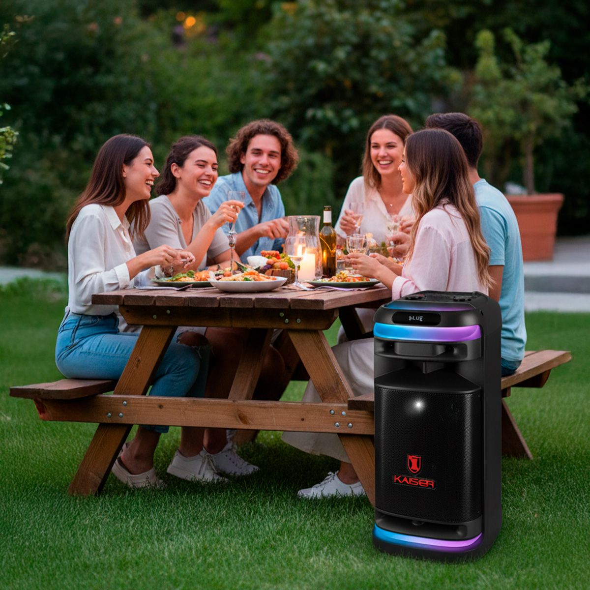 Bafle profesional recargable 8" 40W RMS bluetooth® con micrófono inalámbrico