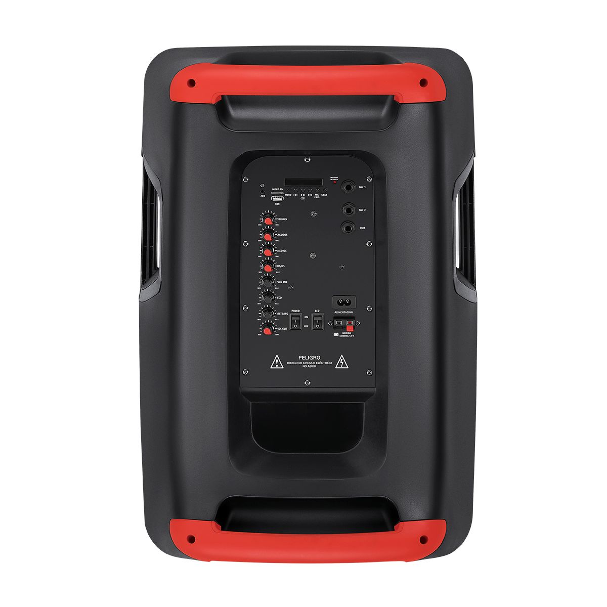 Bafle profesional recargable 15" 50 W RMS con tripié y micrófono alámbrico