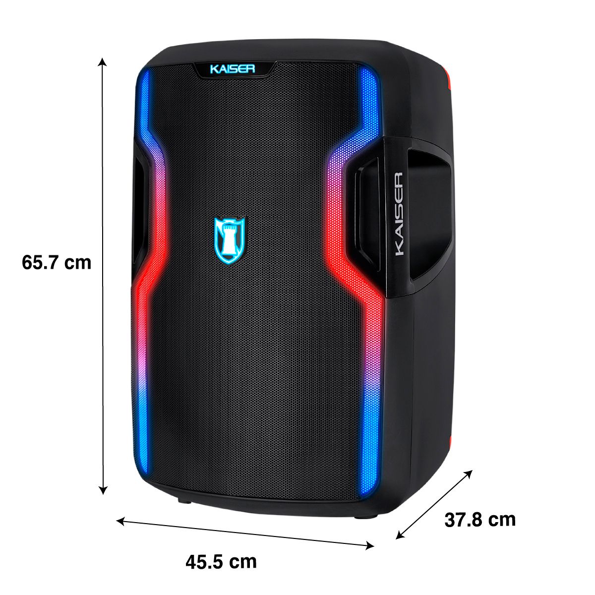 Bafle profesional recargable 15" 50 W RMS con tripié y micrófono alámbrico