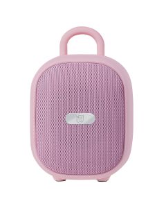 Bocina portátil recargable 15W RMS con reproductor FM rosa