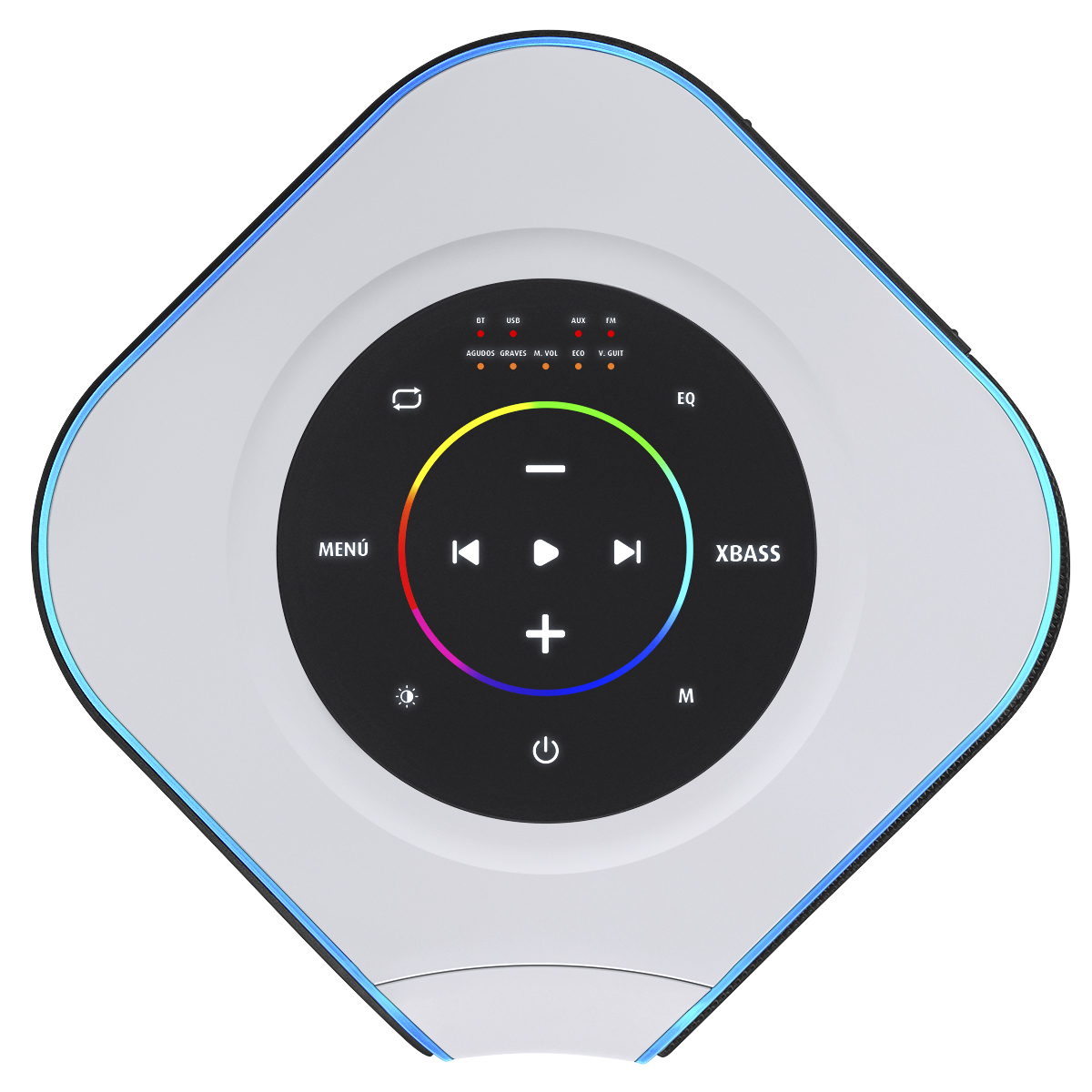 Bafle profesional recargable 2x6.5” 80W RMS Bluetooth® con control, blanco