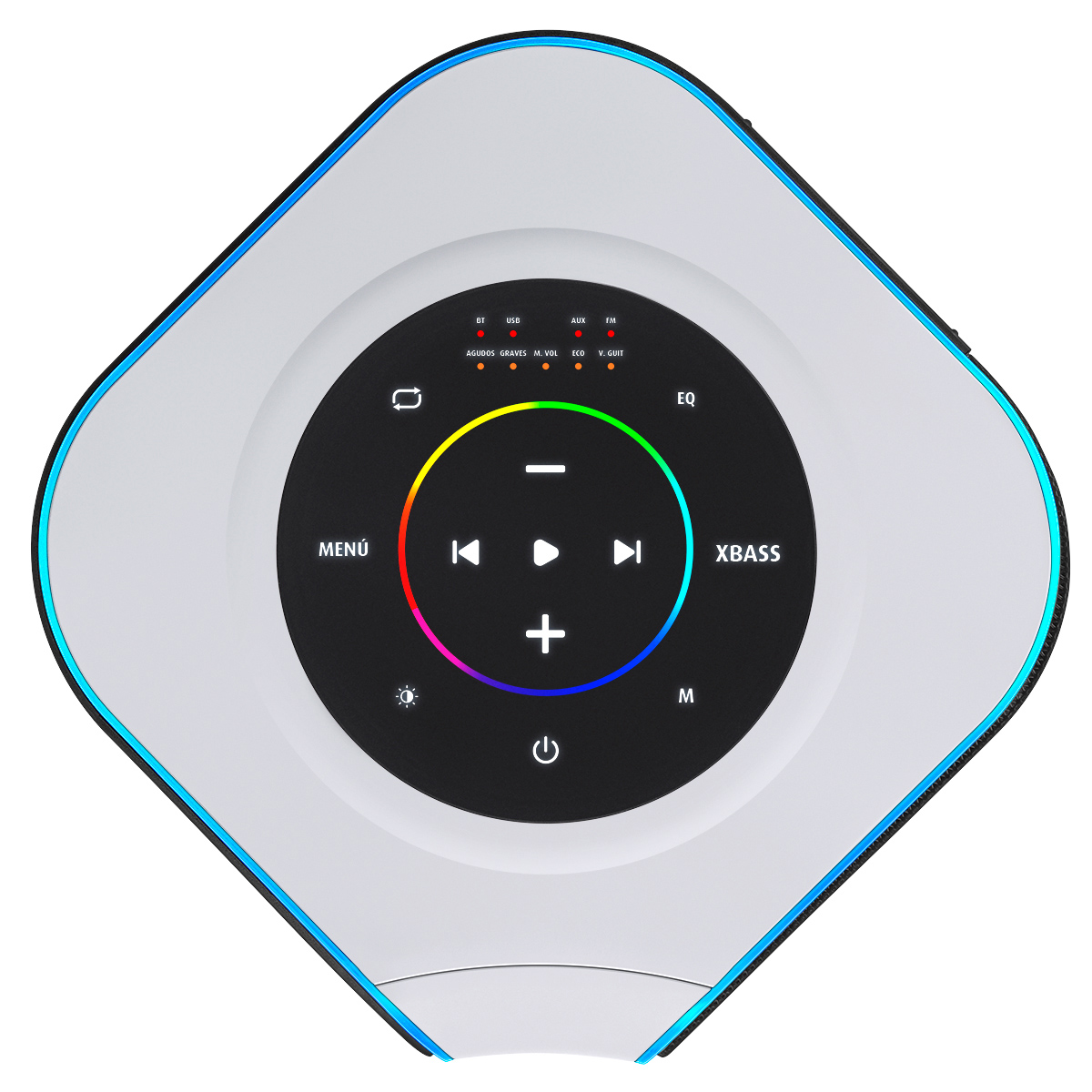 Bafle profesional recargable 2x6.5” 80W RMS Bluetooth® con control, blanco