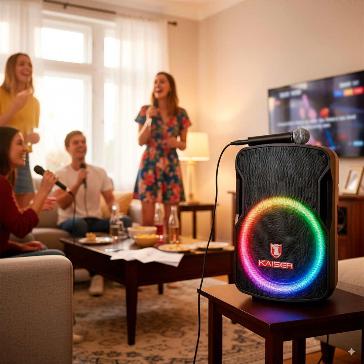 Bafle 15” 26,900 W PMPO tripié y micrófono alámbrico