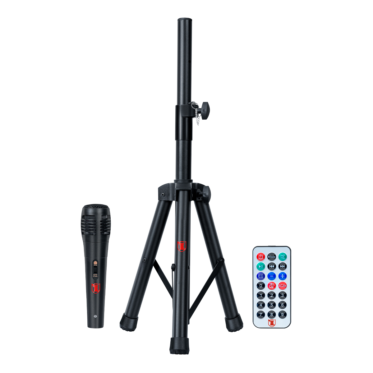 Bafle 15” 26,900 W PMPO tripié y micrófono alámbrico