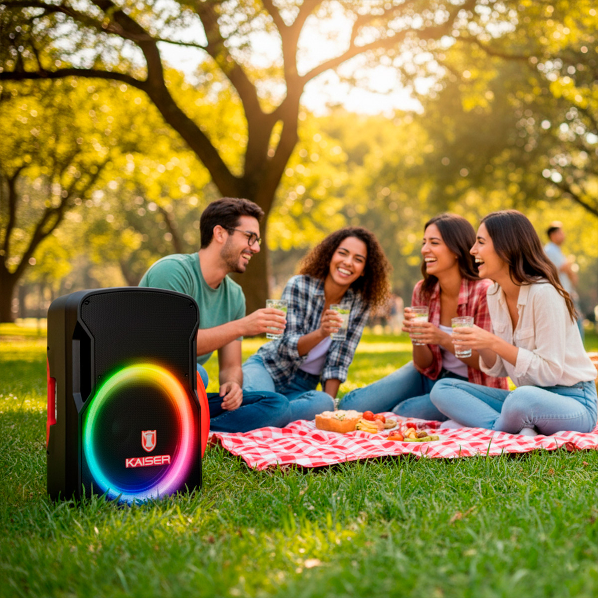 Bafle 15” 26,900 W PMPO tripié y micrófono alámbrico